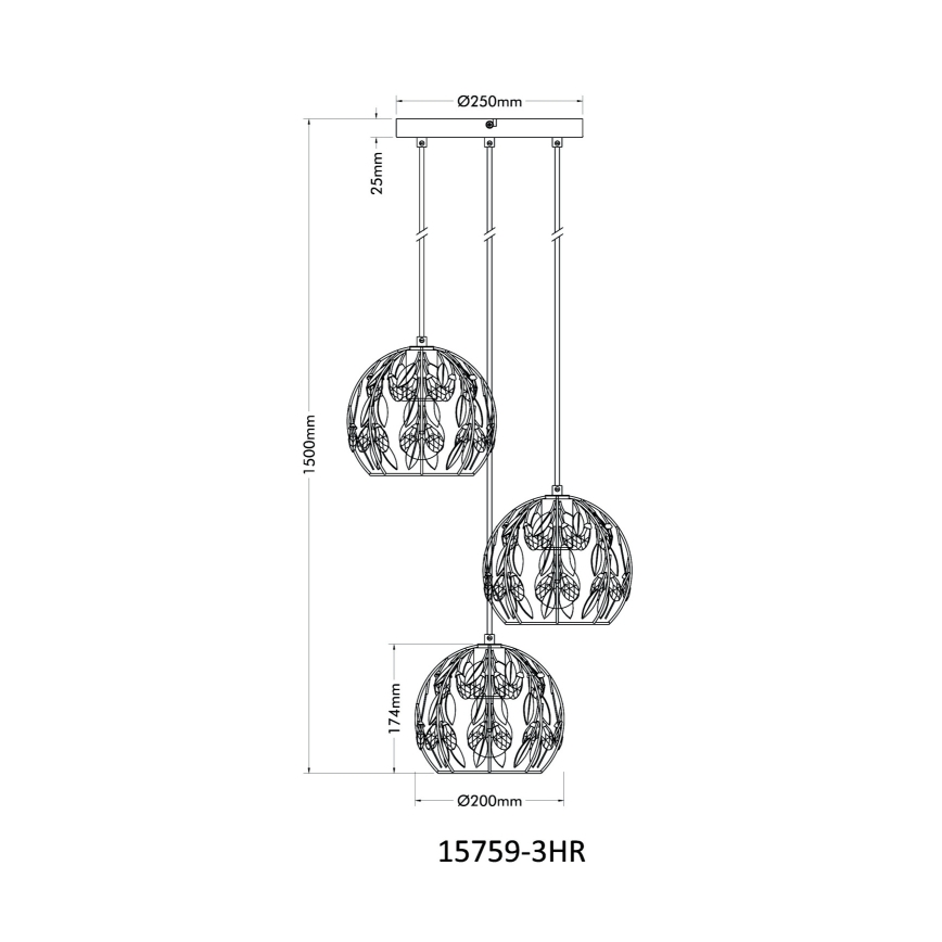 Globo - Csillár zsinóron 3xE27/40W/230V átm. 41 cm