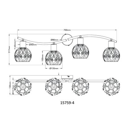 Globo - Spotlámpa 4xE14/25W/230V