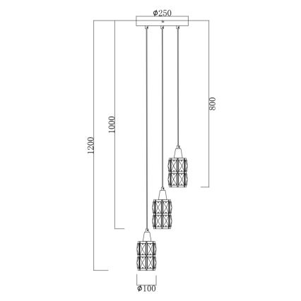 Globo 15761-3 - Kristály csillár zsinóron WOLLI 3xE14/40W/230V