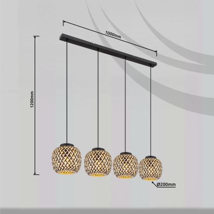 Globo 15766-4H - Csillár zsinóron COLLY 4xE27/15W/230V