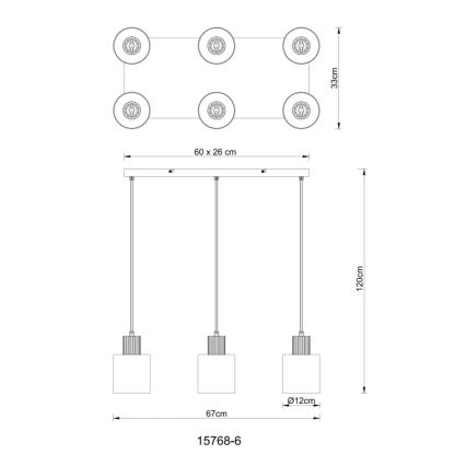 Globo - Kábelen függesztett csillár 6xE27/25W/230V