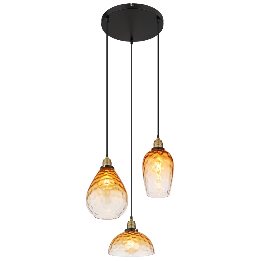 Globo - Csillár zsinóron 3xE27/60W/230V átm. 46 cm narancs