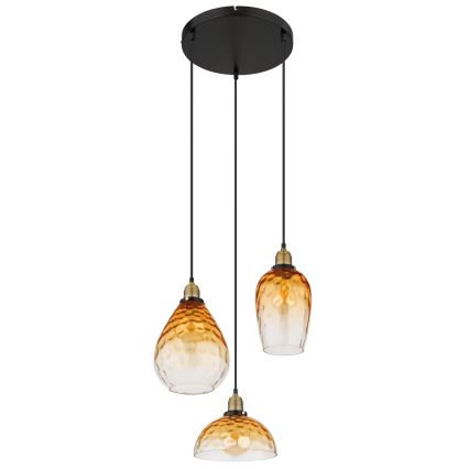 Globo - Csillár zsinóron 3xE27/60W/230V átm. 46 cm narancs