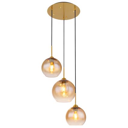 Globo - Kábelre függesztett csillár 3xE27/60W/230V, sárgaréz