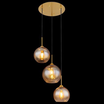 Globo - Kábelre függesztett csillár 3xE27/60W/230V, sárgaréz