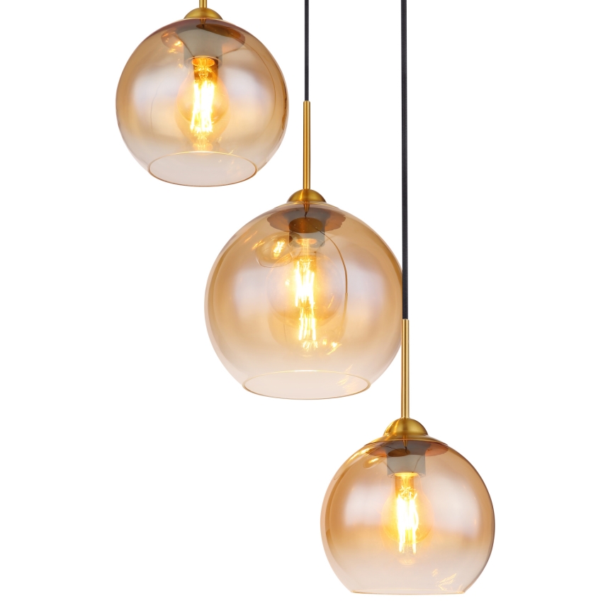 Globo - Kábelre függesztett csillár 3xE27/60W/230V, sárgaréz
