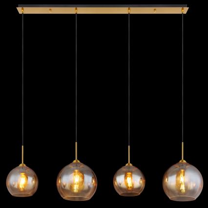 Globo - Zsinóros függeszték 4xE27/60W/230V sárgaréz