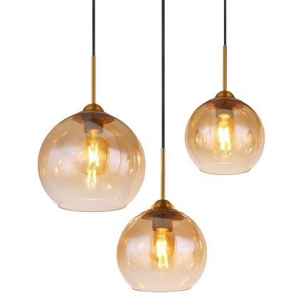 Globo - Zsinóron függesztett csillár 6xE27/60W/230V sárgaréz