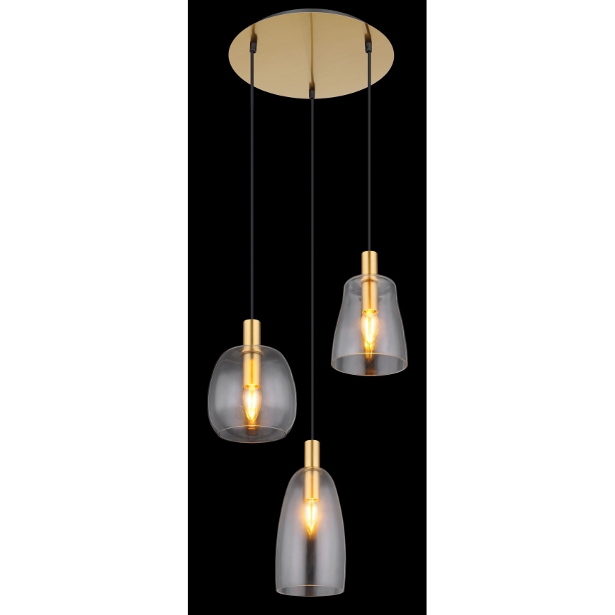 Globo - Csillár zsinóron 3xE14/40W/230V átm. 43 cm réz