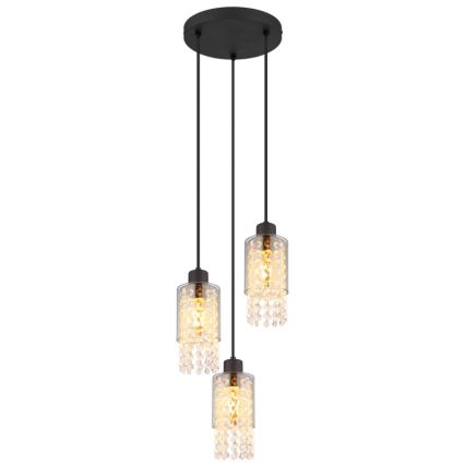 Globo - Csillár zsinóron 3xE27/40W/230V átm. 25 cm fekete