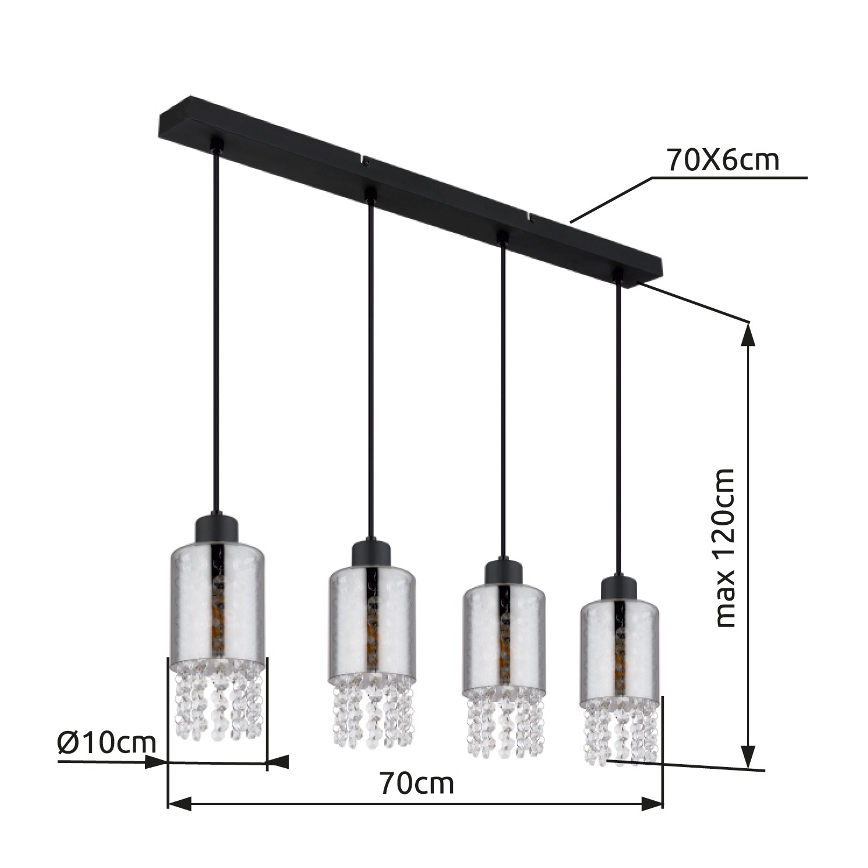 Globo - Csillár zsinóron 4xE27/40W/230V fekete