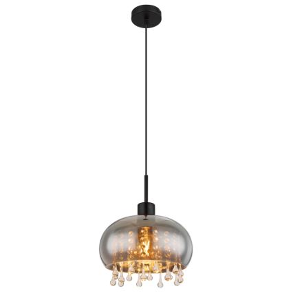 Globo - Csillár zsinóron 1xE27/9W/230V átm. 28 cm fekete