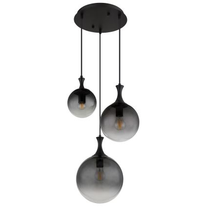 Globo - Csillár zsinóron 3xE27/10W/230V átm. 48 cm fekete
