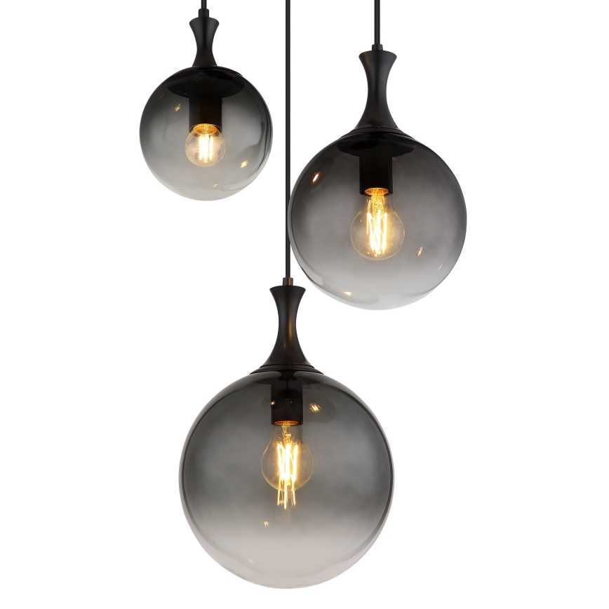 Globo - Csillár zsinóron 3xE27/10W/230V átm. 48 cm fekete