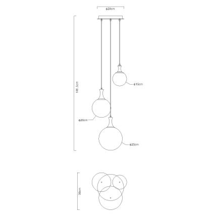 Globo - Csillár zsinóron 3xE27/10W/230V átm. 48 cm fekete