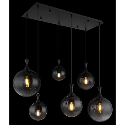 Globo - Csillár zsinóron 6xE27/10W/230V fekete