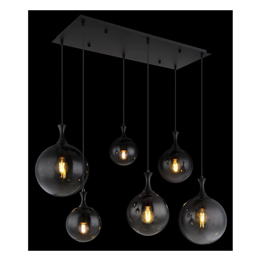 Globo - Csillár zsinóron 6xE27/10W/230V fekete