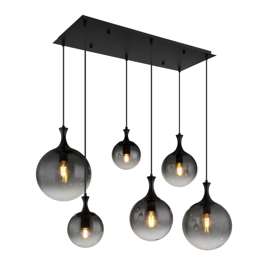 Globo - Csillár zsinóron 6xE27/10W/230V fekete