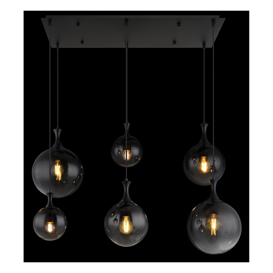 Globo - Csillár zsinóron 6xE27/10W/230V fekete