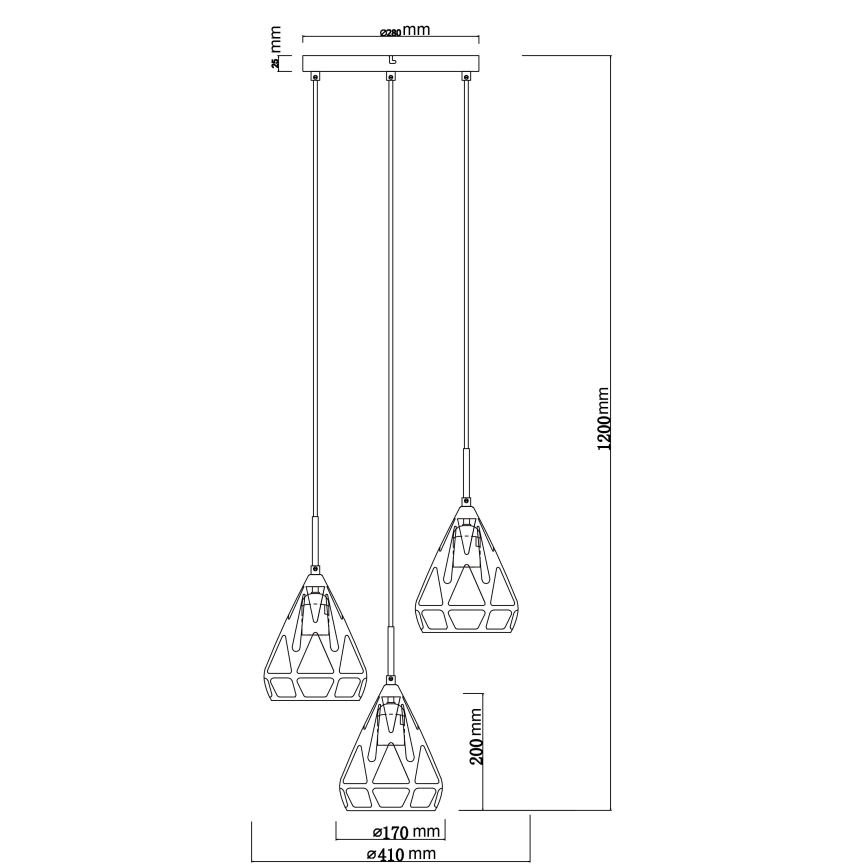 Globo - Csillár zsinóron 3xE27/40W/230V