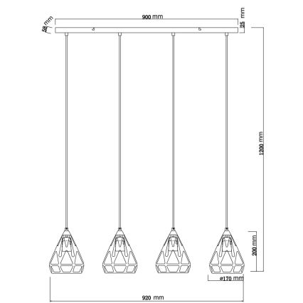 Globo - Csillár zsinóron 4xE27/40W/230V