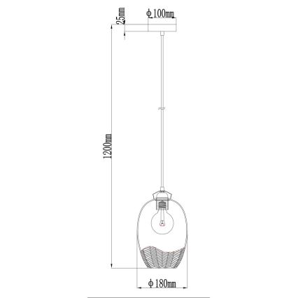 Globo - Kábeles függőlámpa 1xE27/60W/230V, Ø 22 cm, arany