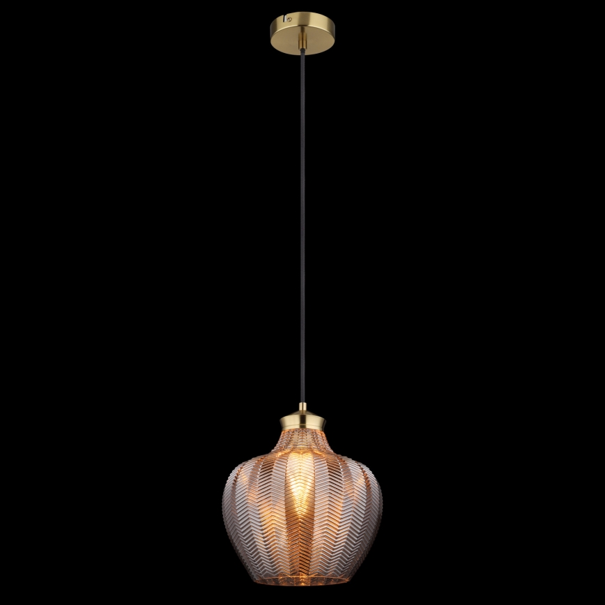 Globo - Zsinóron függő csillár 1xE27/60W/230V, átm. 22 cm, füstszínű