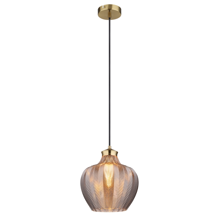Globo - Zsinóron függő csillár 1xE27/60W/230V, átm. 22 cm, füstszínű