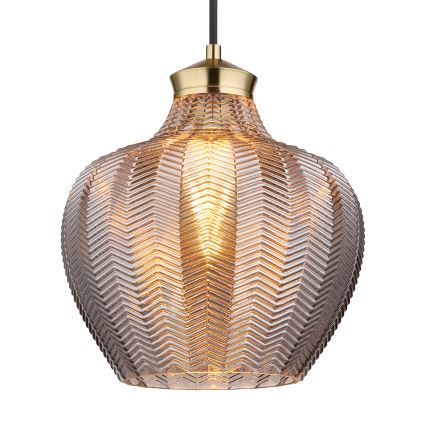 Globo - Zsinóron függő csillár 1xE27/60W/230V, átm. 22 cm, füstszínű