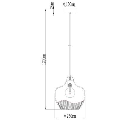 Globo - Zsinóron függő csillár 1xE27/60W/230V, átm. 22 cm, füstszínű