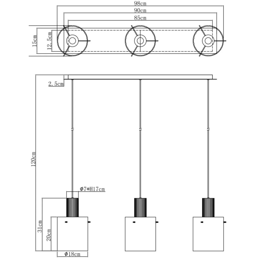 Globo - Csillár zsinóron 3xE27/40W/230V szürke