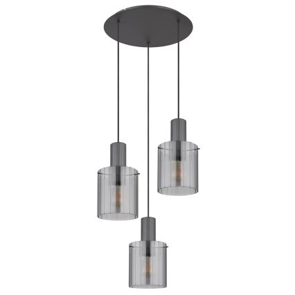 Globo - Csillár zsinóron 3xE27/40W/230V átm. 48 cm szürke