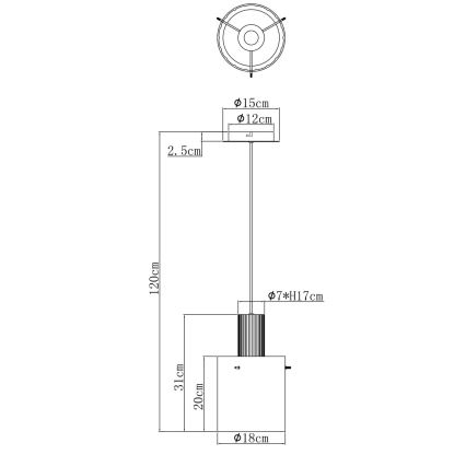 Globo - Csillár zsinóron 1xE27/40W/230V átm. 18 cm barna