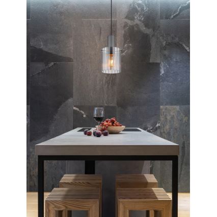 Globo - Csillár zsinóron 1xE27/40W/230V átm. 18 cm szürke