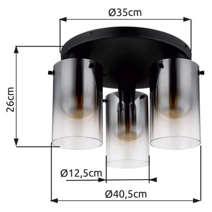 Globo - Felületre szerelhető csillár 3xE27/40W/230V átm. 40,5 cm fekete