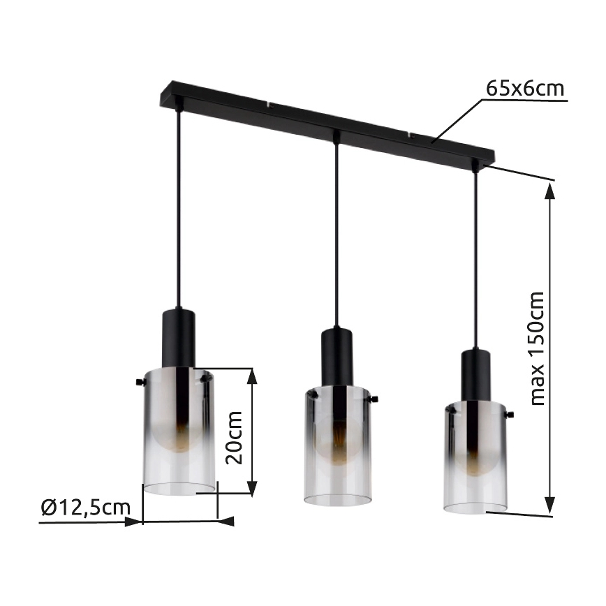 Globo - Csillár zsinóron 3xE27/40W/230V fekete