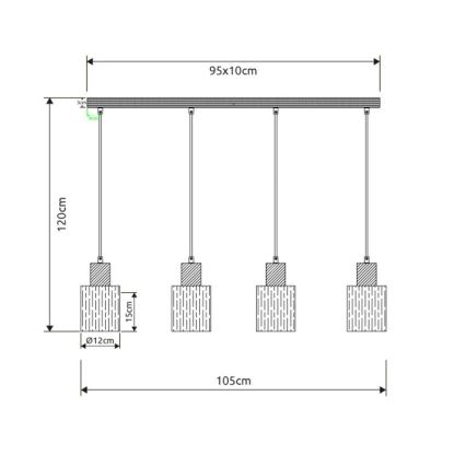 Globo - Kábelen függő csillár 4xE27/40W/230V