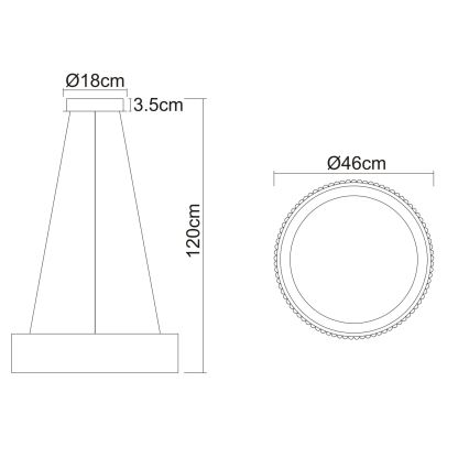 Globo - LED függeszték kábelen LED/45W/230V 2700/4000/6000K Ø 46 cm fekete