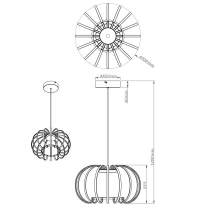 Globo - Dimmelhető LED csillár drótkábellel LED/40W/230V 3000K fekete
