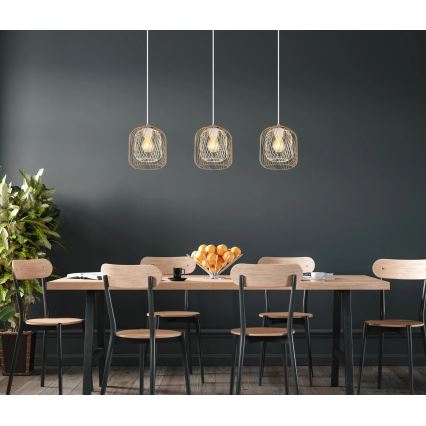 Globo - Kábeles függőlámpa 3xE27/40W/230V bézs/fehér