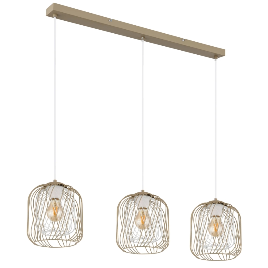 Globo - Kábeles függőlámpa 3xE27/40W/230V bézs/fehér