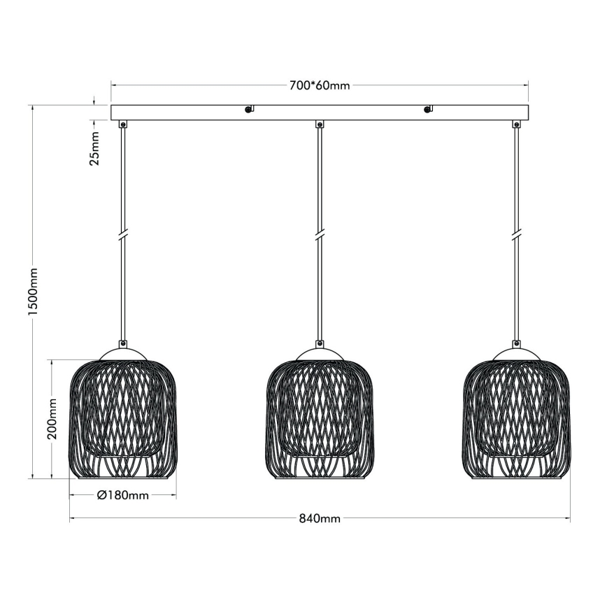 Globo - Kábeles függőlámpa 3xE27/40W/230V bézs/fehér