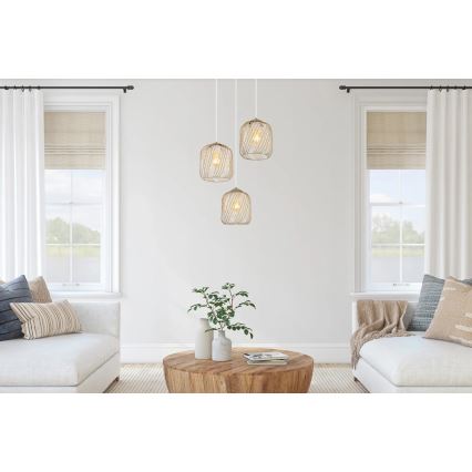 Globo - Kábeles függeszték 3xE27/40W/230V bézs/fehér