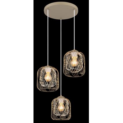 Globo - Kábeles függeszték 3xE27/40W/230V bézs/fehér