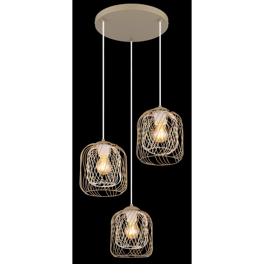 Globo - Kábeles függeszték 3xE27/40W/230V bézs/fehér