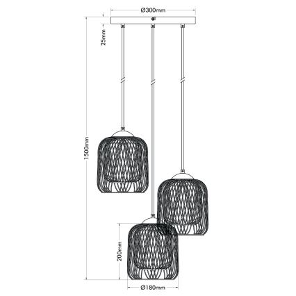 Globo - Kábeles függeszték 3xE27/40W/230V bézs/fehér