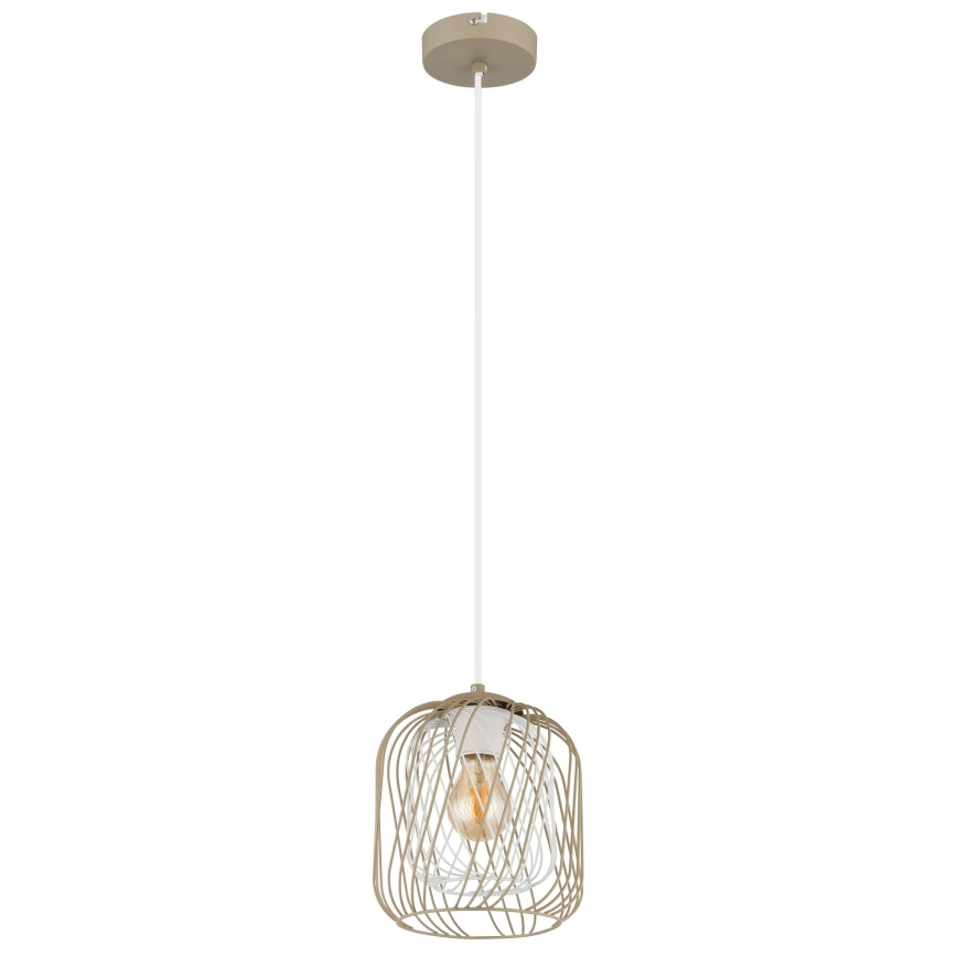 Globo - Zsinóros függőlámpa 1xE27/40W/230V átm. 18 cm bézs/fehér