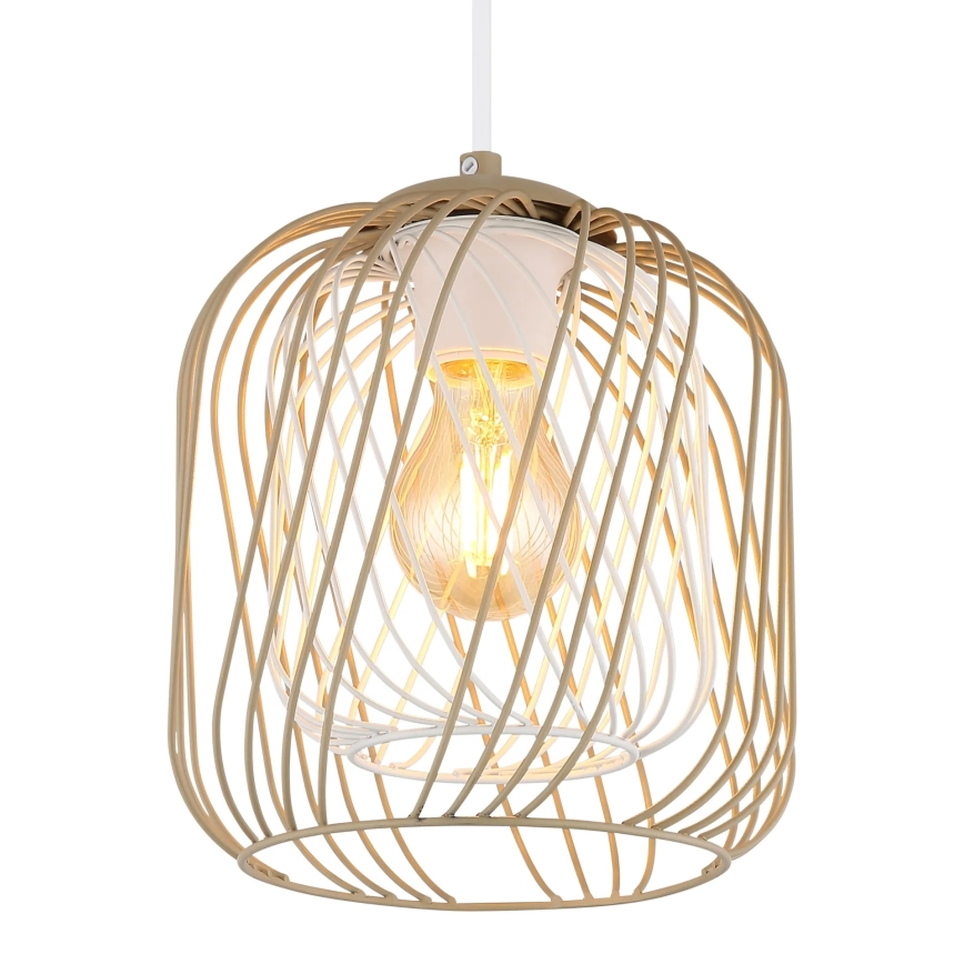 Globo - Zsinóros függőlámpa 1xE27/40W/230V átm. 18 cm bézs/fehér