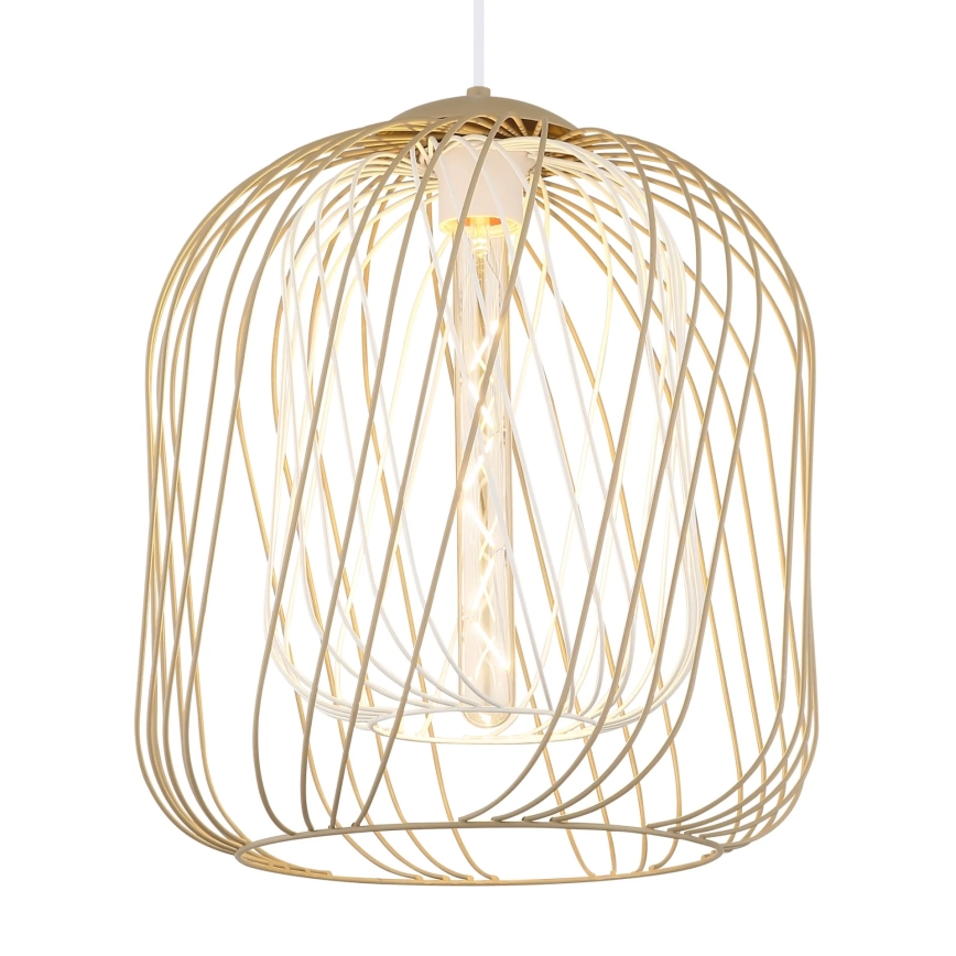 Globo - Kábeles függőlámpa 1xE27/40W/230V Ø 35 cm bézs/fehér