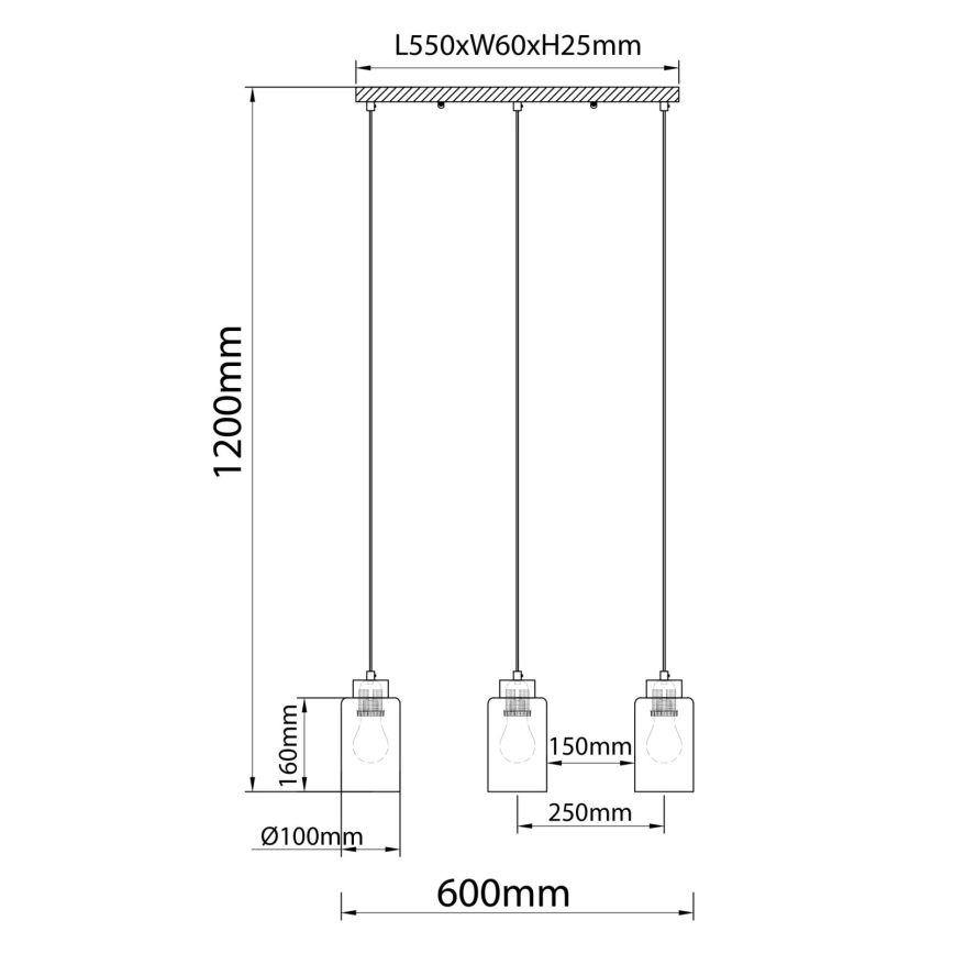 Globo - Kábeles csillár 3xE27/60W/230V tölgy/fehér
